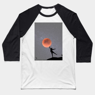 Galaxy and Moon Oneness Gray Graphic Baseball T-Shirt